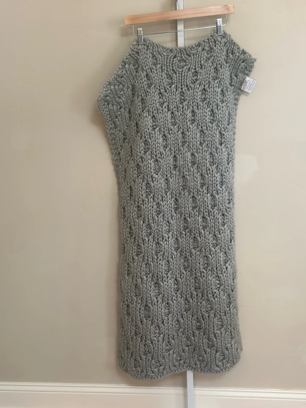 RH Baby & Child Chunky Hand-Knit Stroller Blanket Ash Gray Wool Blend 31x45